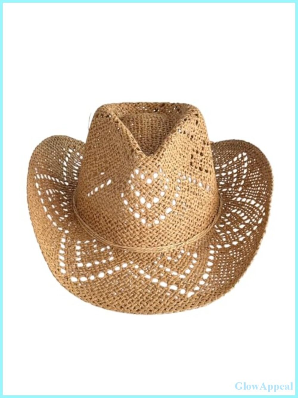 Papyrus Straw Cowboy Hat Unisex Wide Brim Hollow-Out Woven Roll Up Sun Hat